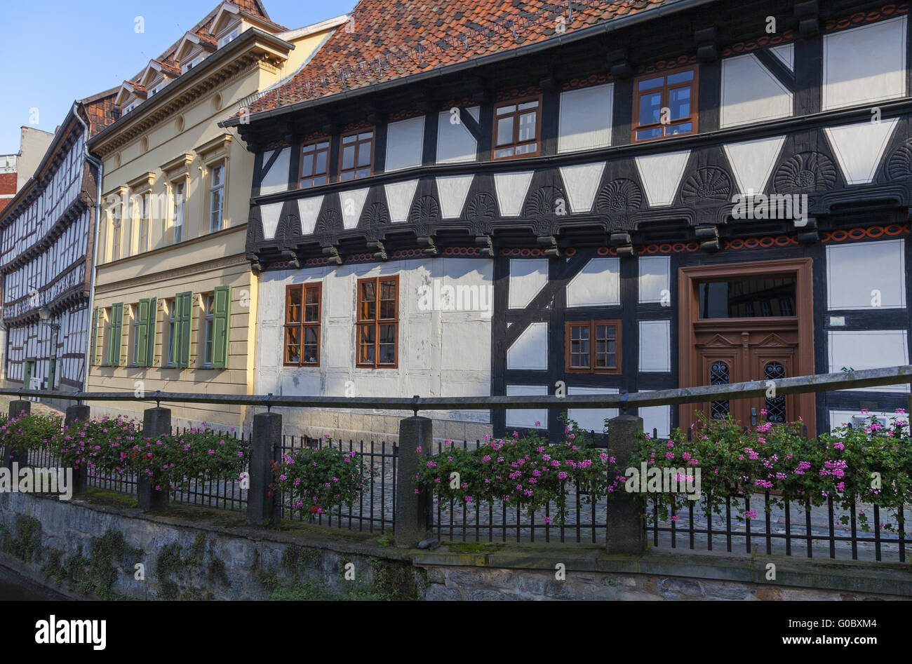 Row of houses in the old town of Quedlinburg Stock Photo