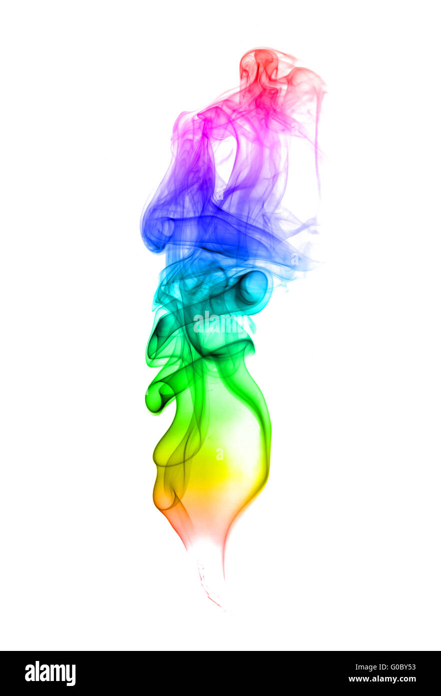 Abstract multicolored smoke on a light background Stock Photo