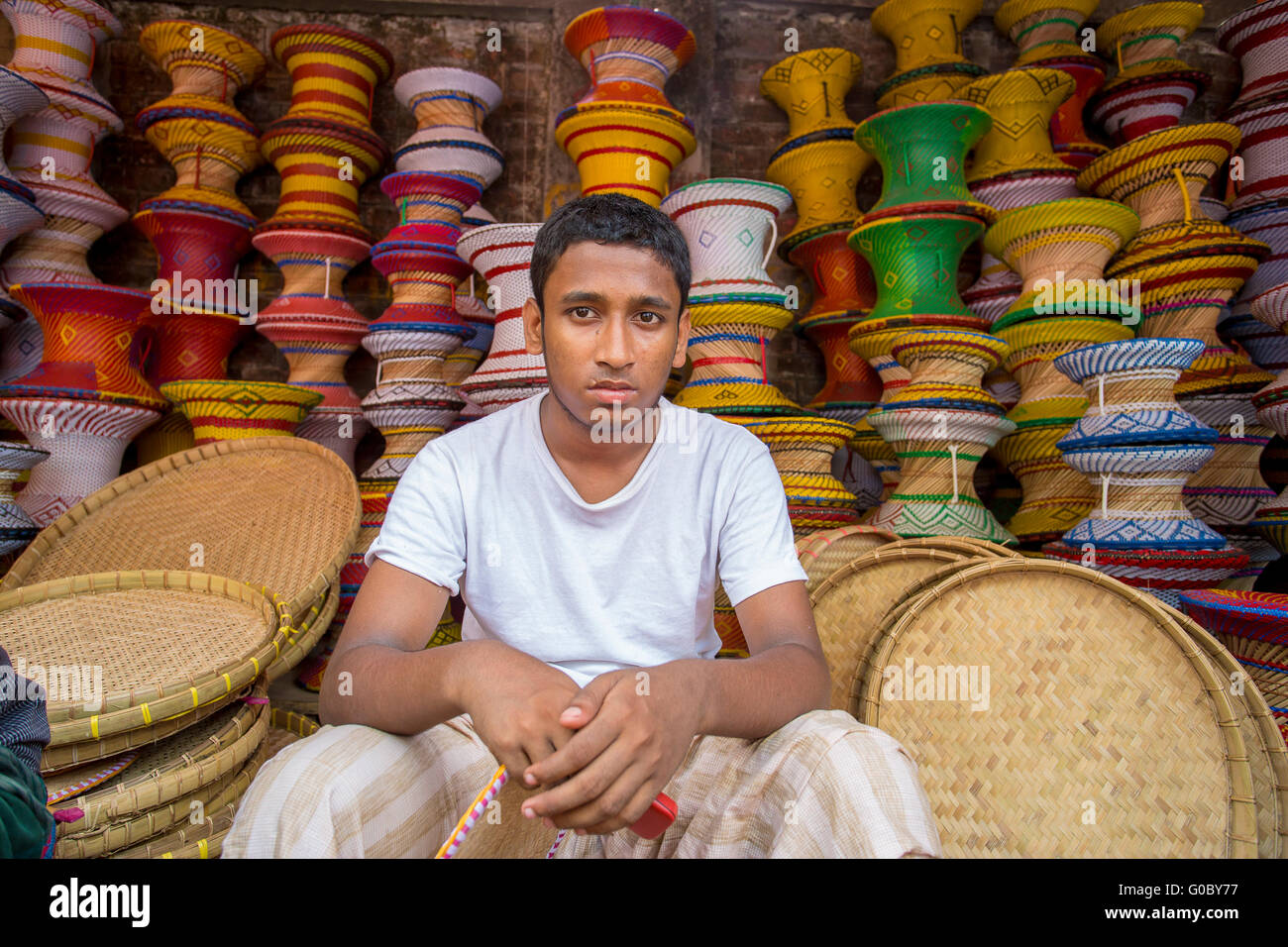 Locally-made beautiful handicrafts and indigenous household goods at Pohela Baishakh fair. Stock Photo