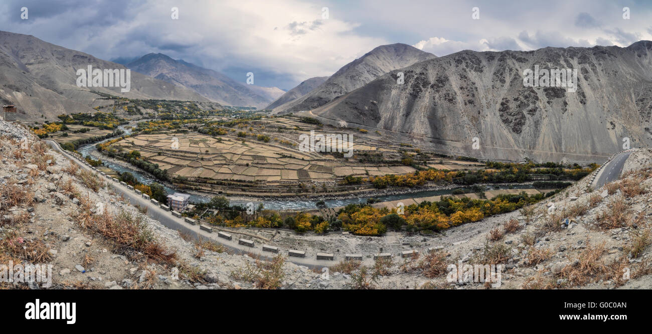 Scenic panorama of valley in Afghanistan Stock Photo
