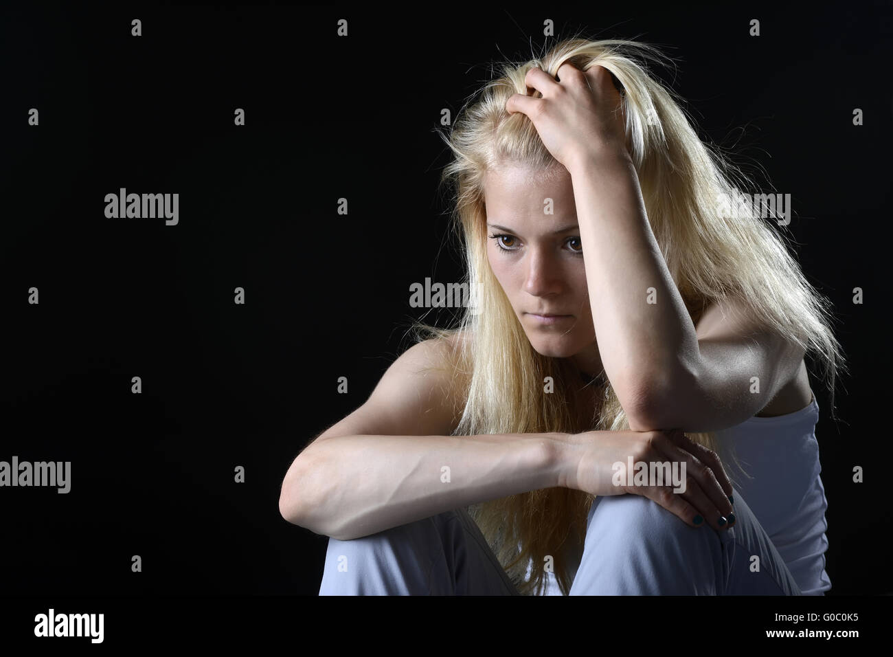unhappy young woman Stock Photo