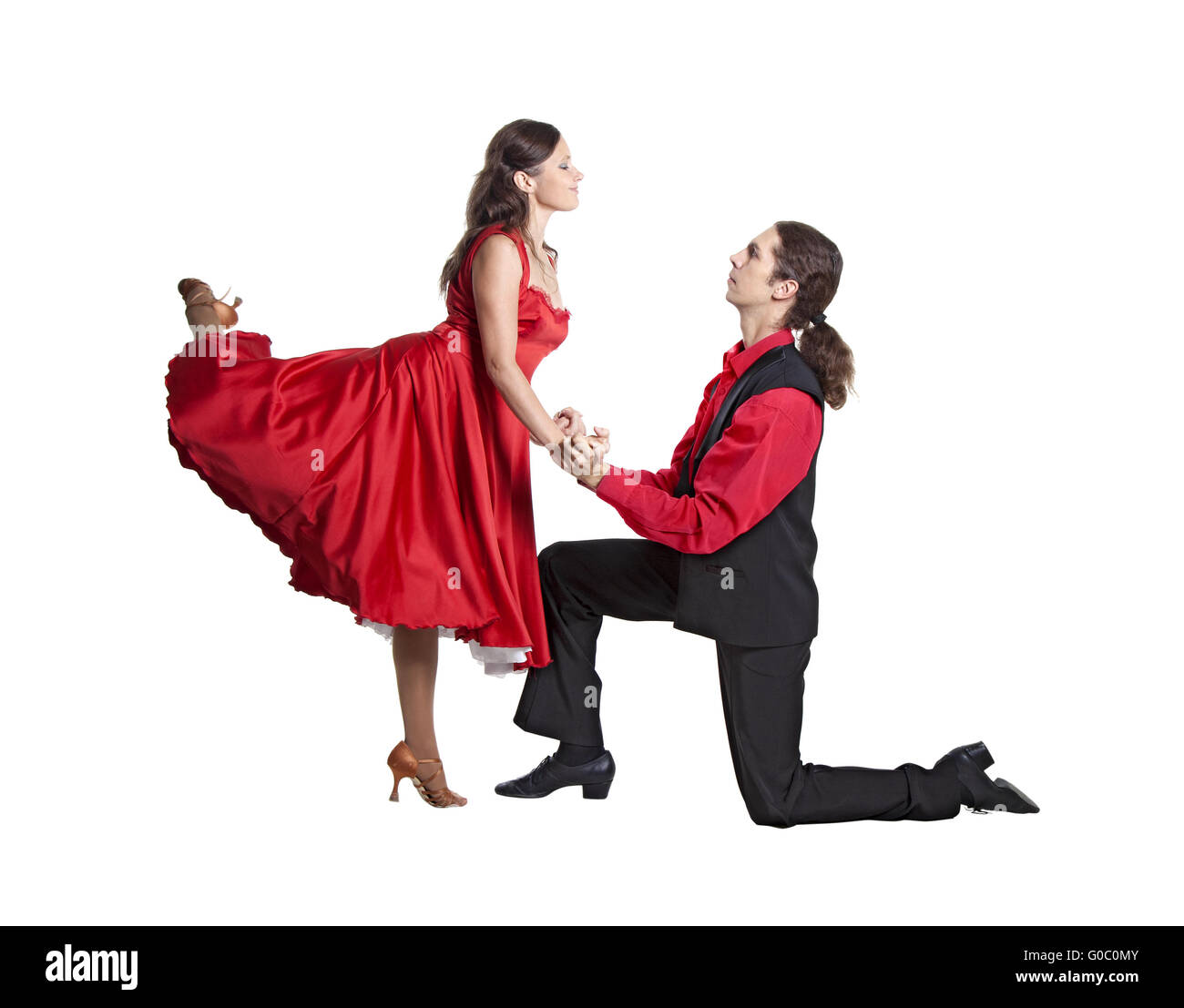 Couple in retro swing clothes isolated over white Stock Photo