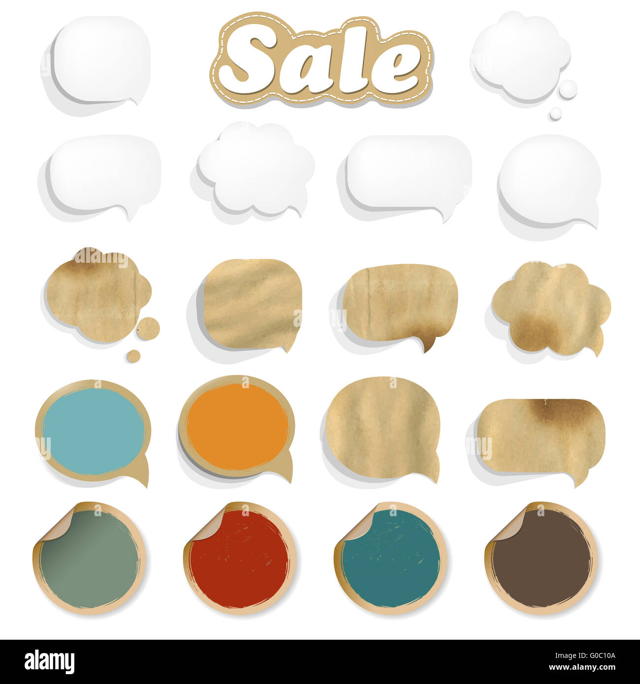 Big Set Cardboard Structure With Paper Speech Bubbles Stock Photo - Alamy