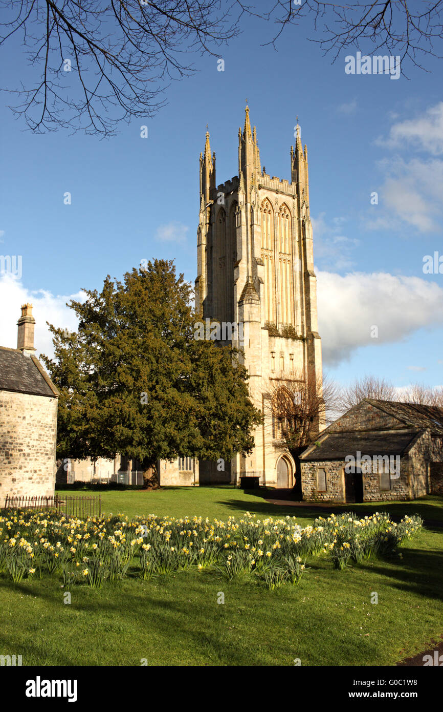 St Cuthberts Church tower viewed from churchyard Stock Photo Alamy