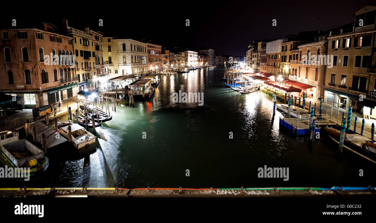 Venice at night - Night view from the Rialto Bridge Stock Photo - Alamy
