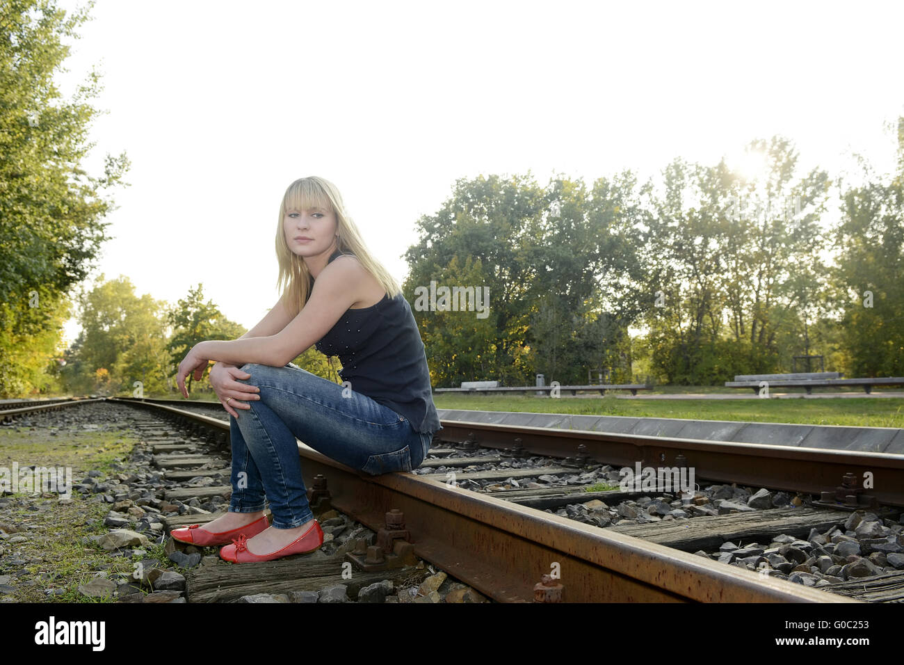 depressed young woman Stock Photo