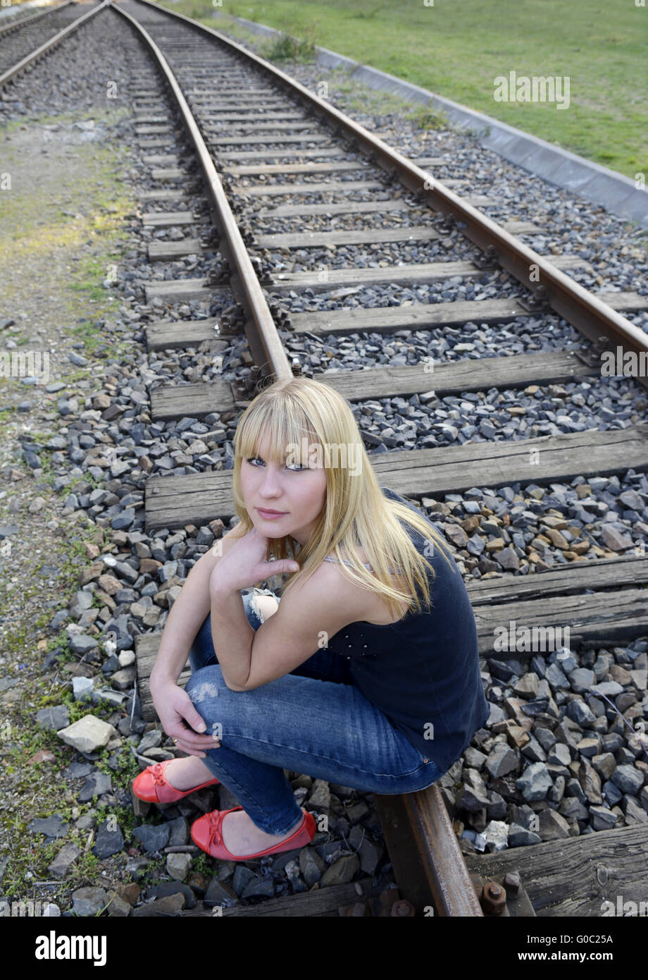 depressed young woman Stock Photo