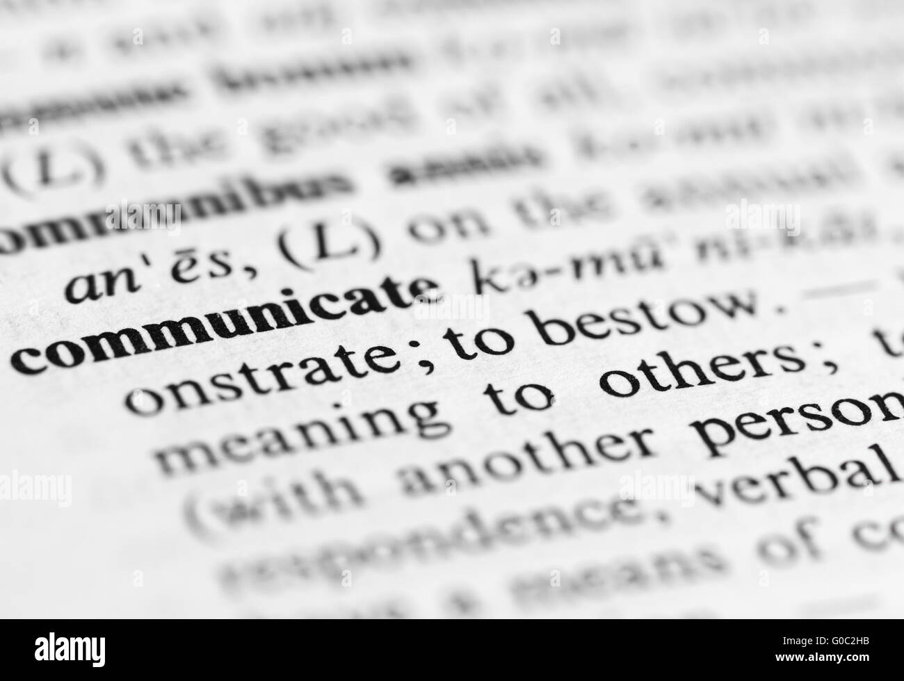 Close up of communicate definition Stock Photo Alamy