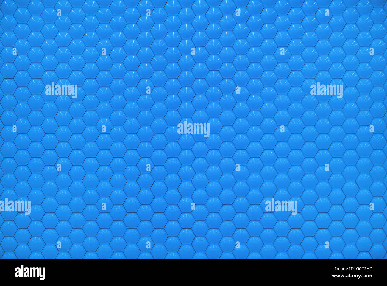 Blue shiny hexagon bubble tile texture background Stock Photo
