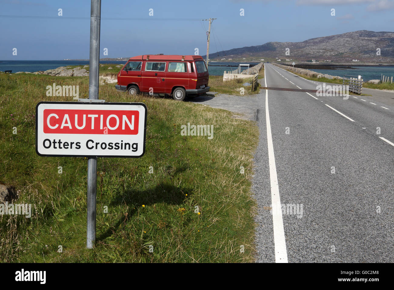 Otters crossing, Eriskay, Outer Hebrides, Scotland Stock Photo