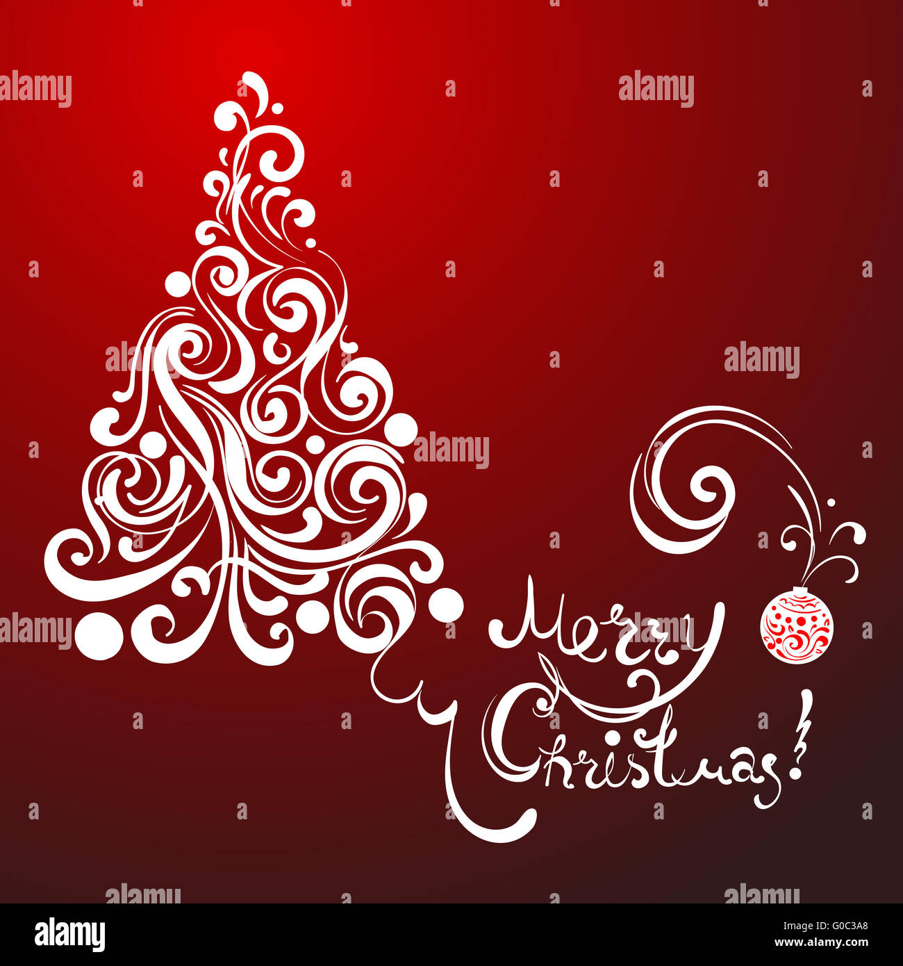 white lace christmas tree on red background Stock Photo - Alamy