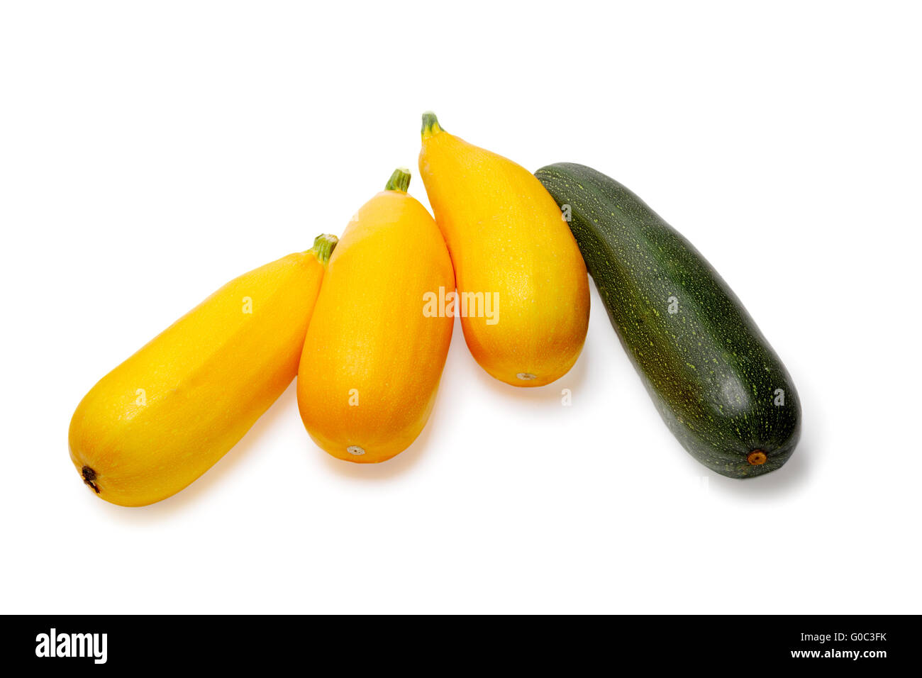 Yellow and green vegetable marrows isolated on a white background Stock
