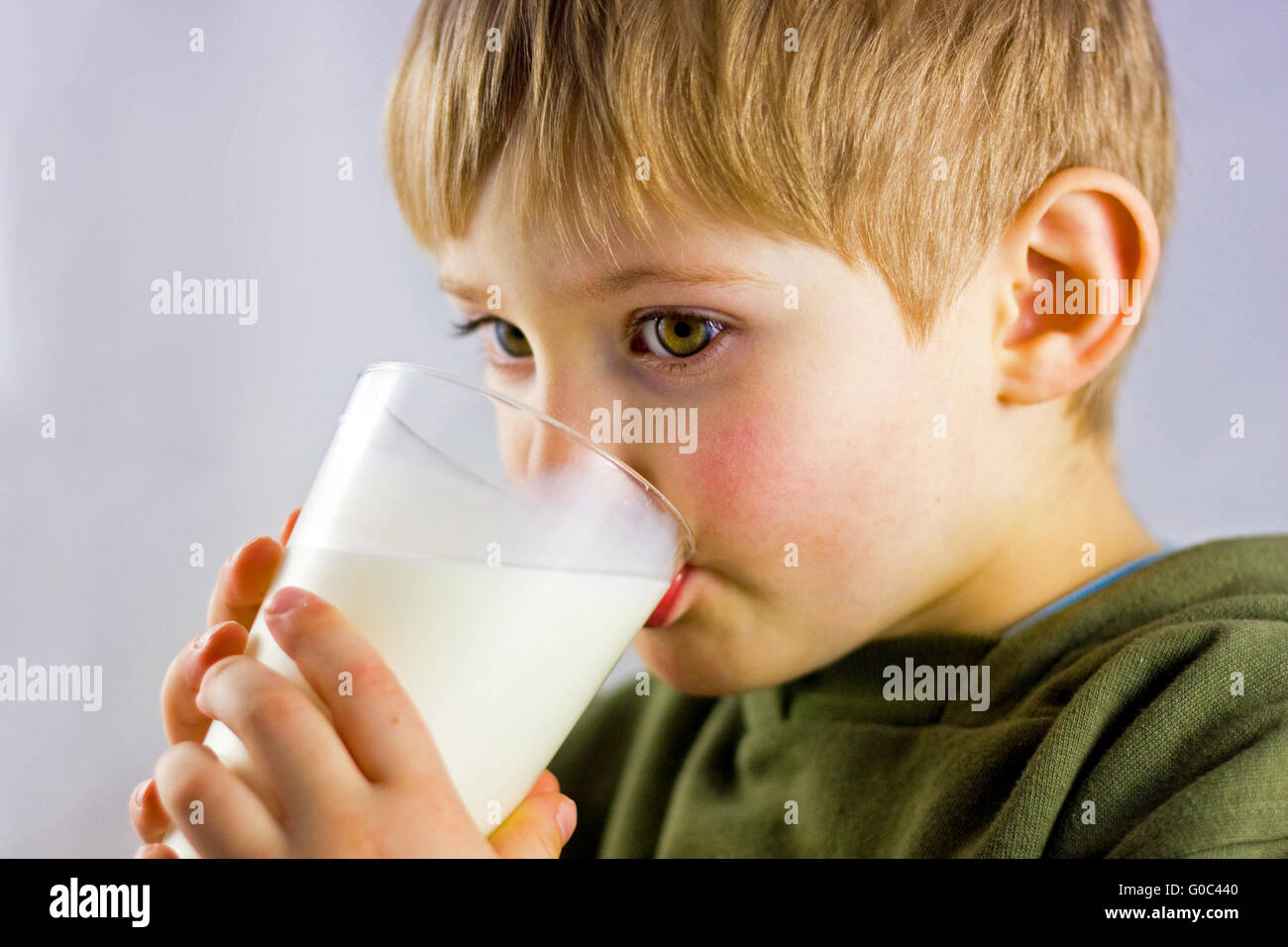 child drinking milk Stock Photo