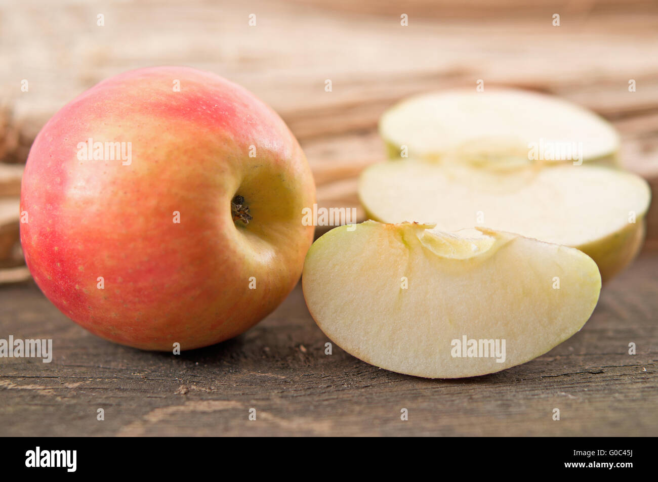 apples on the wooden Stock Photo