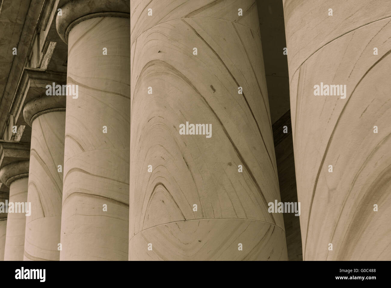Pillars Symbolizing Law, Education and Government Stock Photo