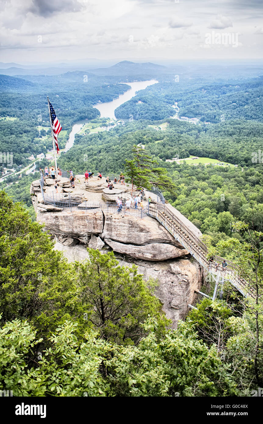 Chimney Rock at Chimney Rock State Park in North Carolina Stock Photo