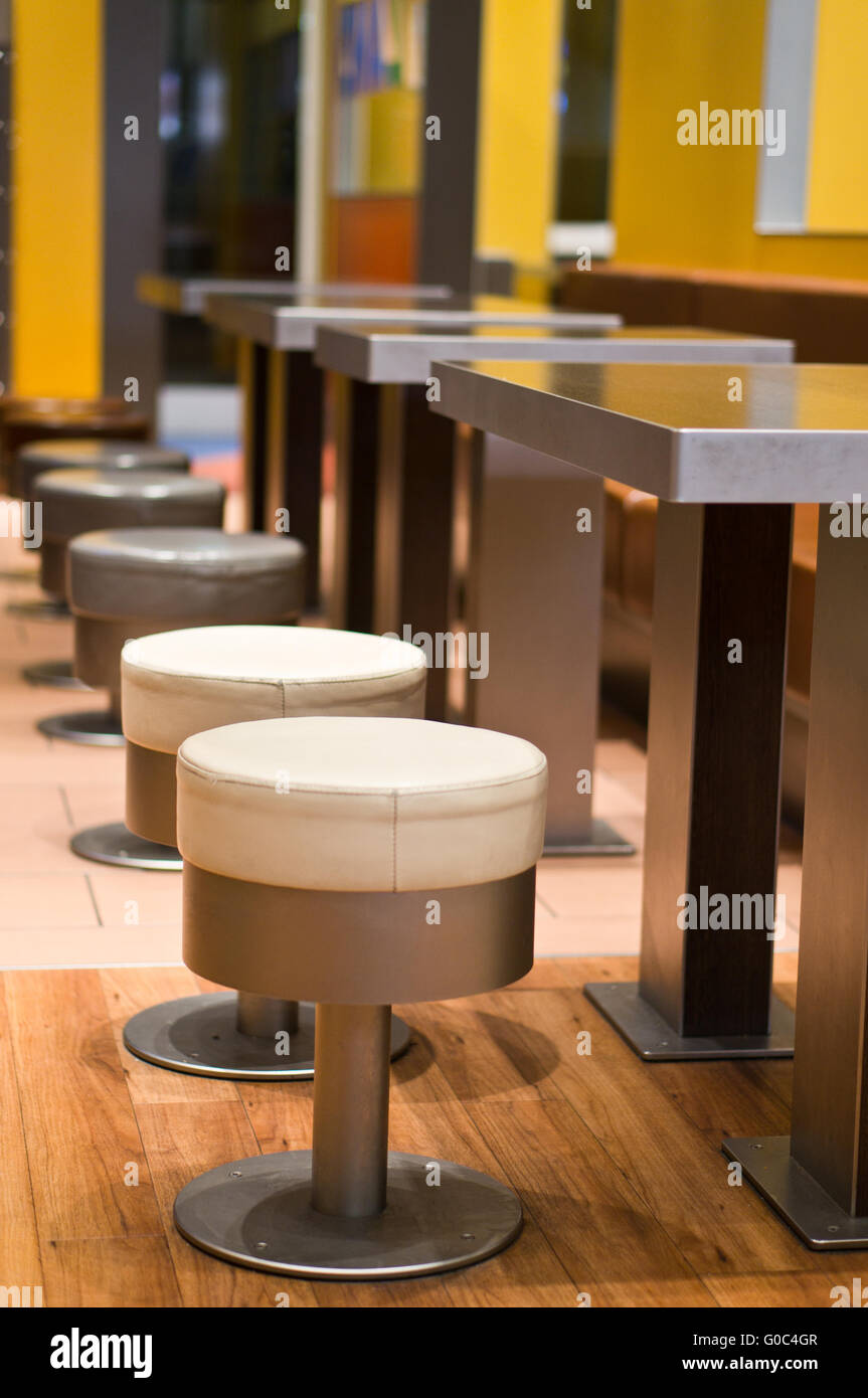 empty bar stools Stock Photo