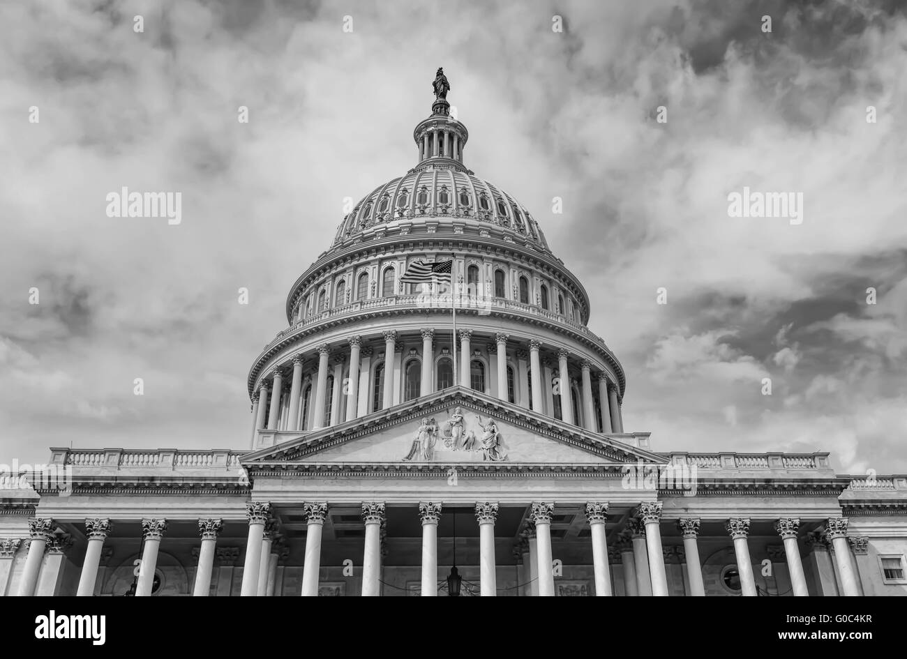 Washington DC Capitol Hill in Black and White Stock Photo