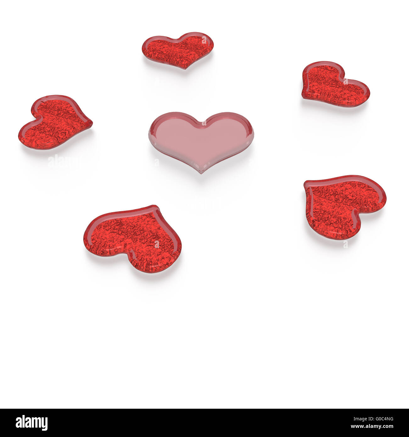 Red Valentine hearts. Three dimensional render. Stock Photo