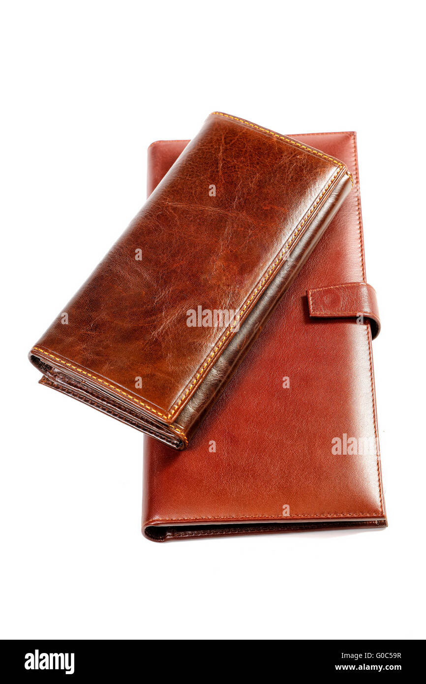 Two leather purses isolated on a white background Stock Photo Alamy