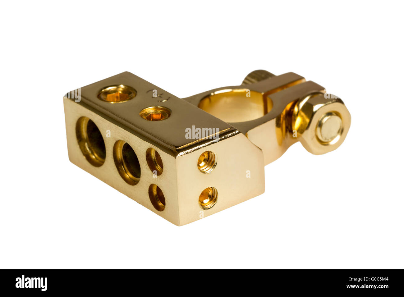 Positive contact terminal CAR battery isolated Stock Photo Alamy