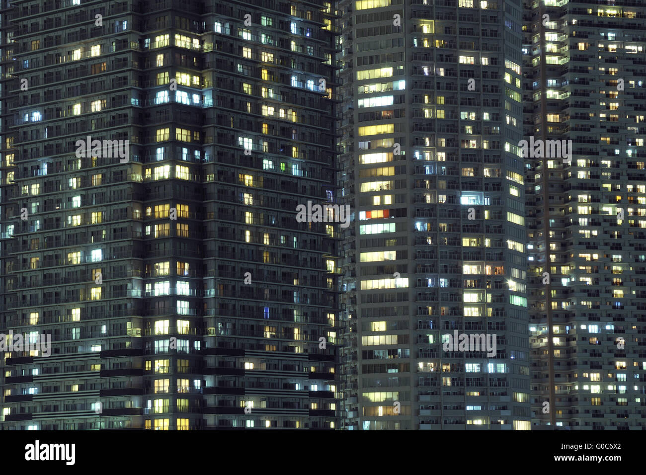 highly-detailed night windows pattern of modern metropolis Stock Photo ...