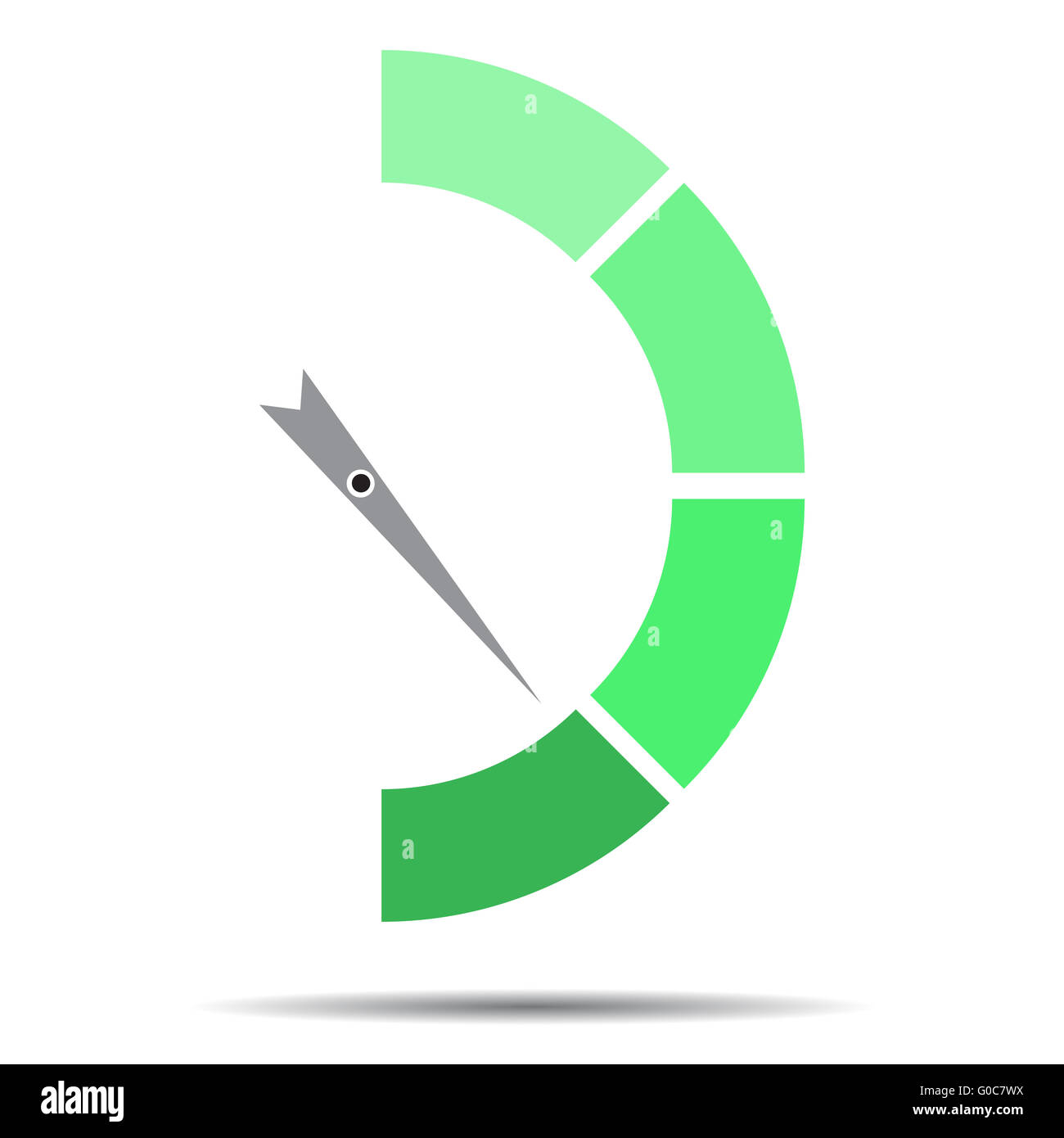 Indicator green with pointer needle. Index pointer arrow and car