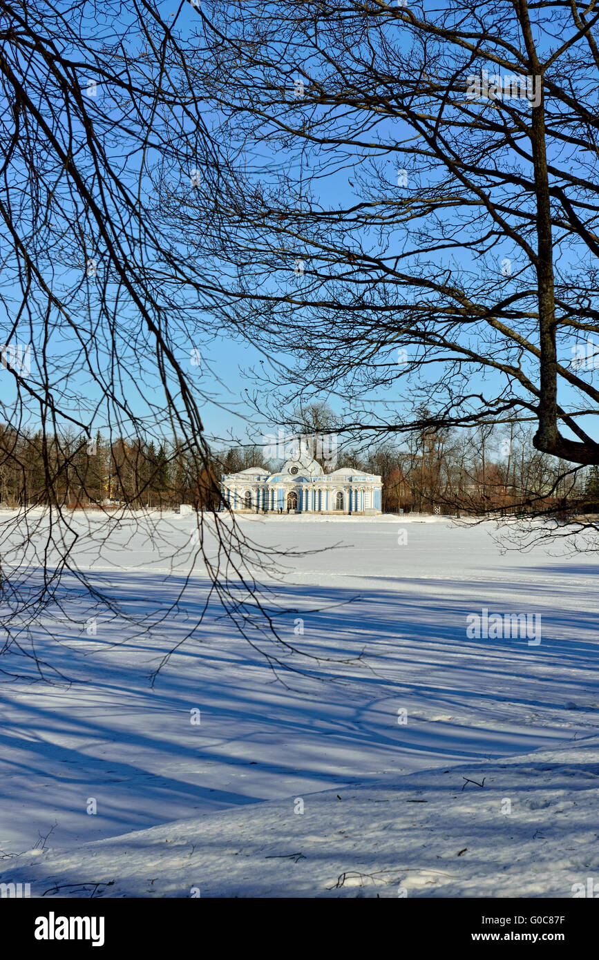 Landscape with the Grot pavillion in Pushkin garden Stock Photo - Alamy