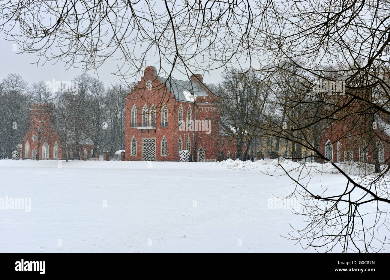 Landscape with the Admiralty pavillion in Pushkin garden Stock Photo ...