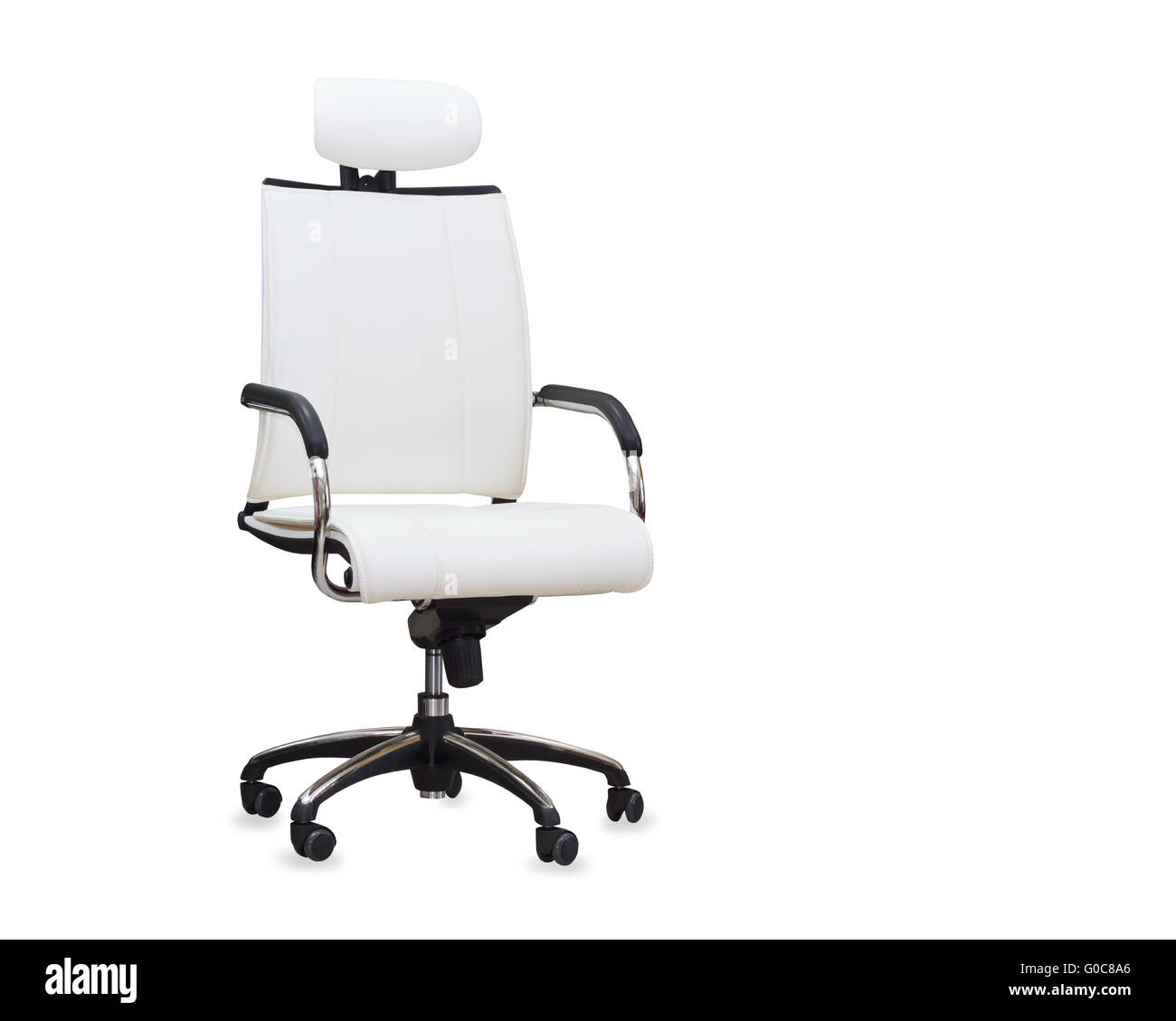 Modern office chair from white leather. Isolated Stock Photo Alamy