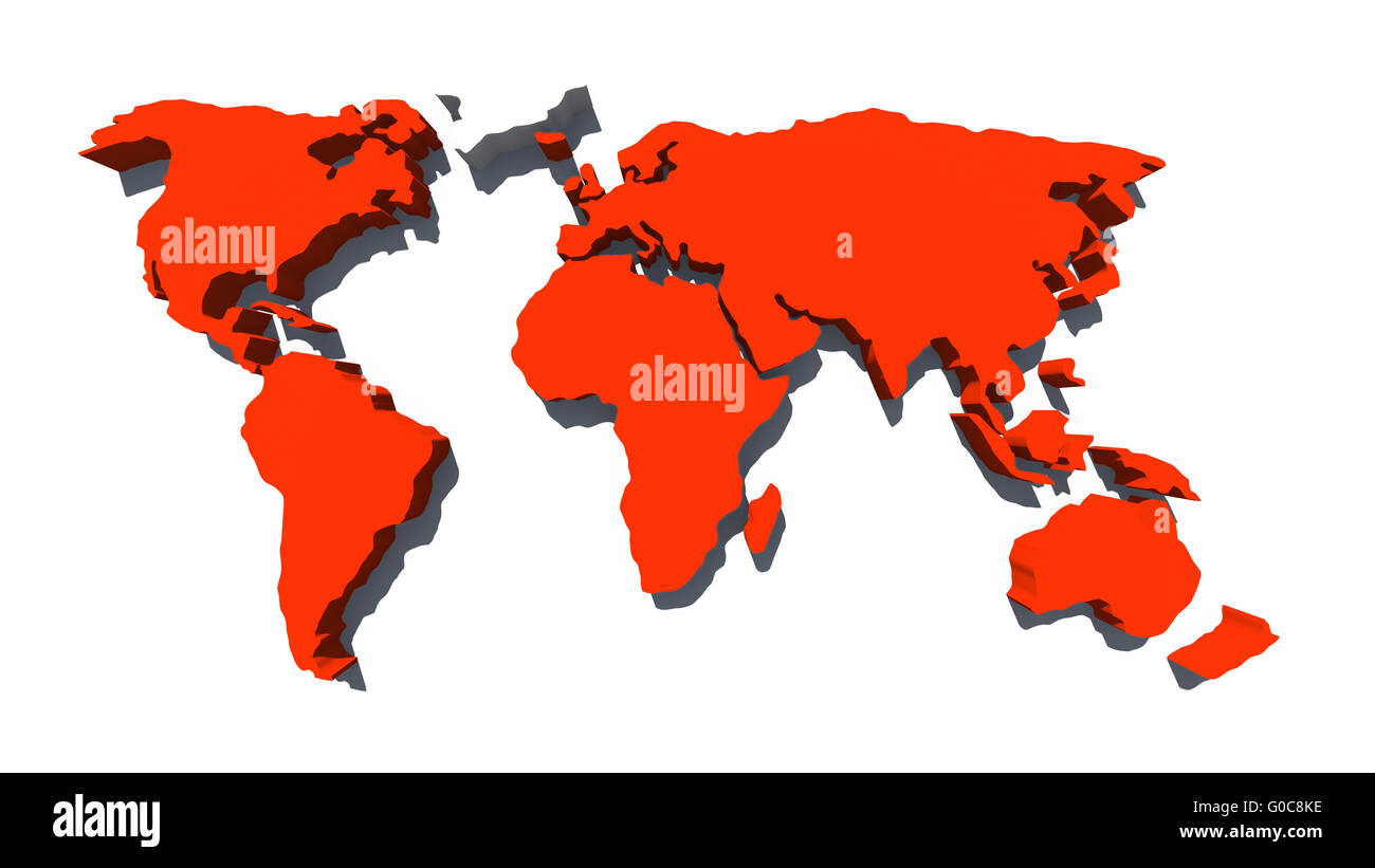 Map of the world isolated on white background Stock Photo - Alamy