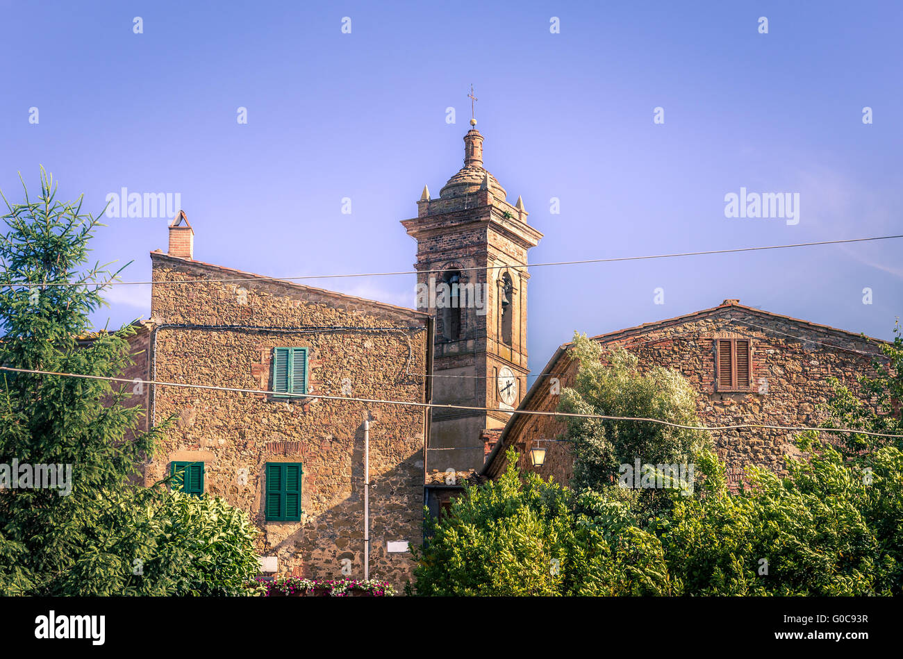 Beautiful church in Montisi village in Tuscany, Italy Stock Photo