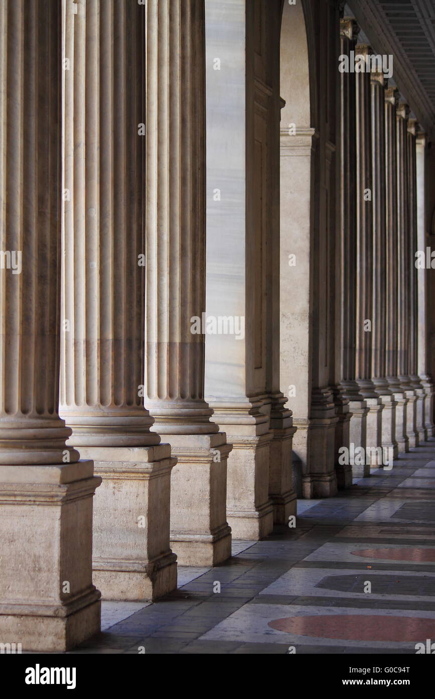 Games of perspective in a renaissance colonnade Stock Photo