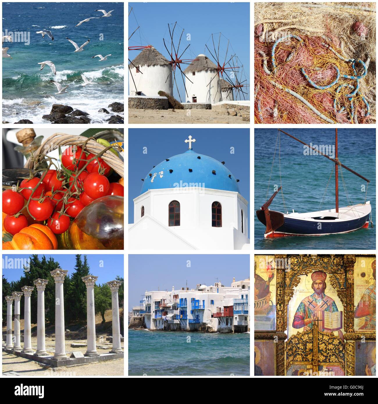 Collage of landmarks of Greece Stock Photo