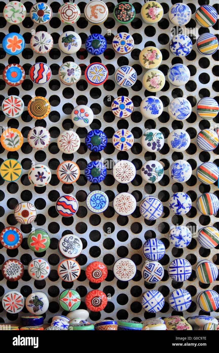 Colorful ceramic caps for sale Stock Photo