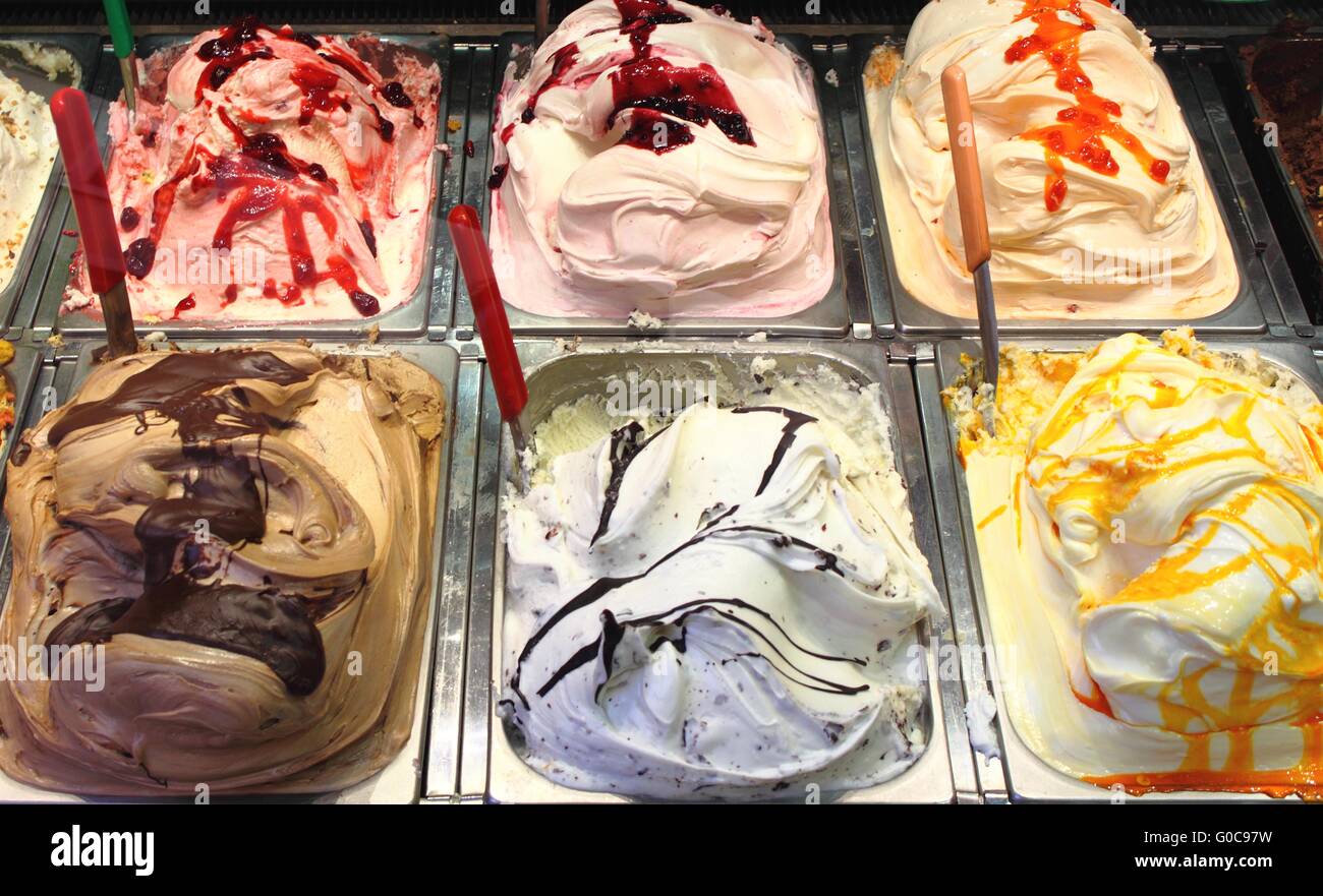Different flavors of italian ice cream Stock Photo Alamy