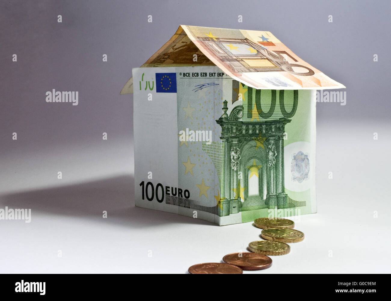 House made of euro banknotes, symbolic image Stock Photo Alamy