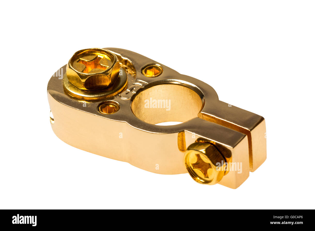 Positive contact terminal CAR battery isolated Stock Photo Alamy