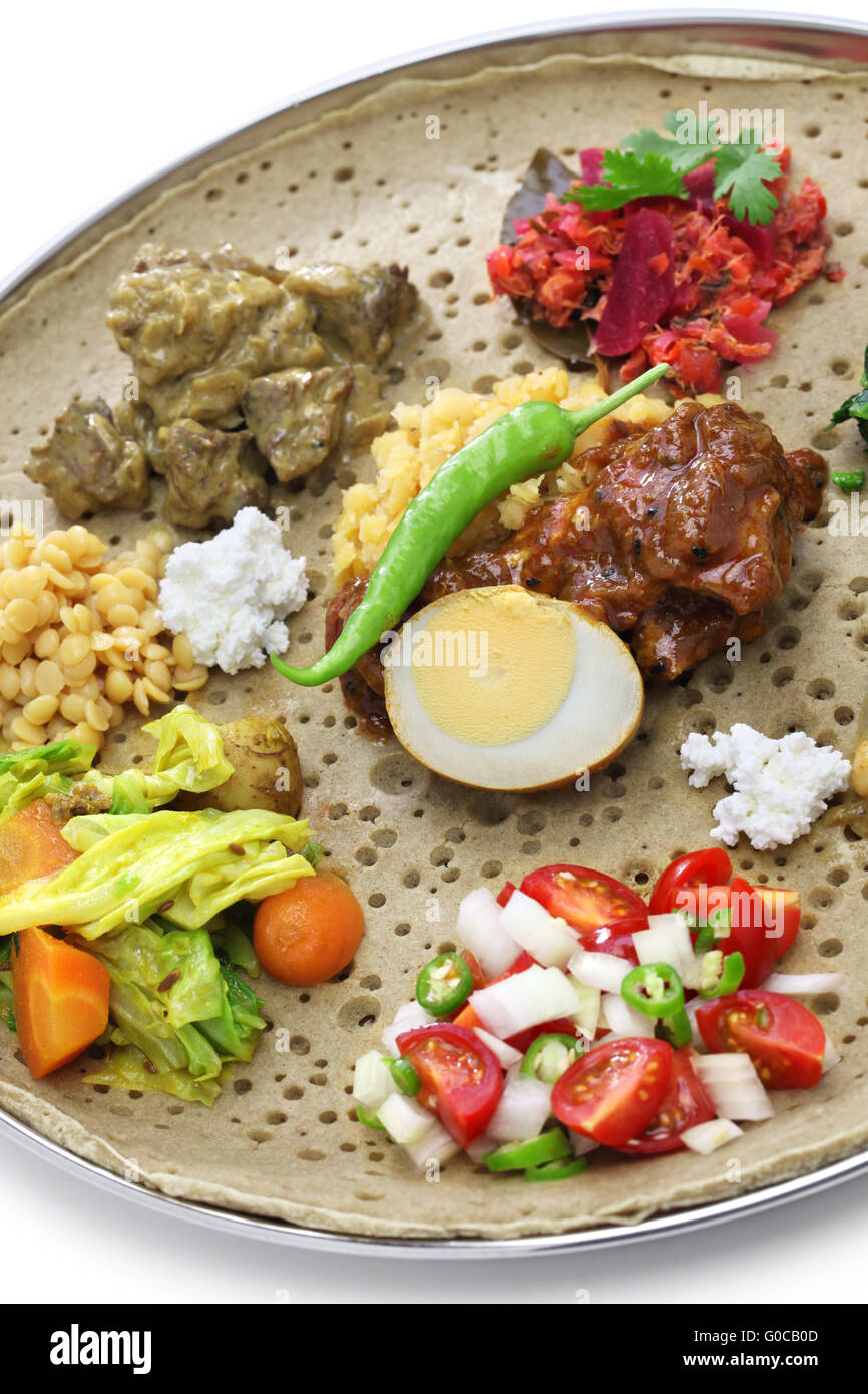 ethiopian cuisine isolated on white background Stock Photo
