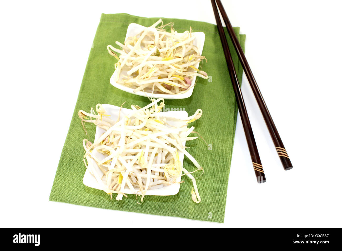mung bean sprouts with chopsticks Stock Photo