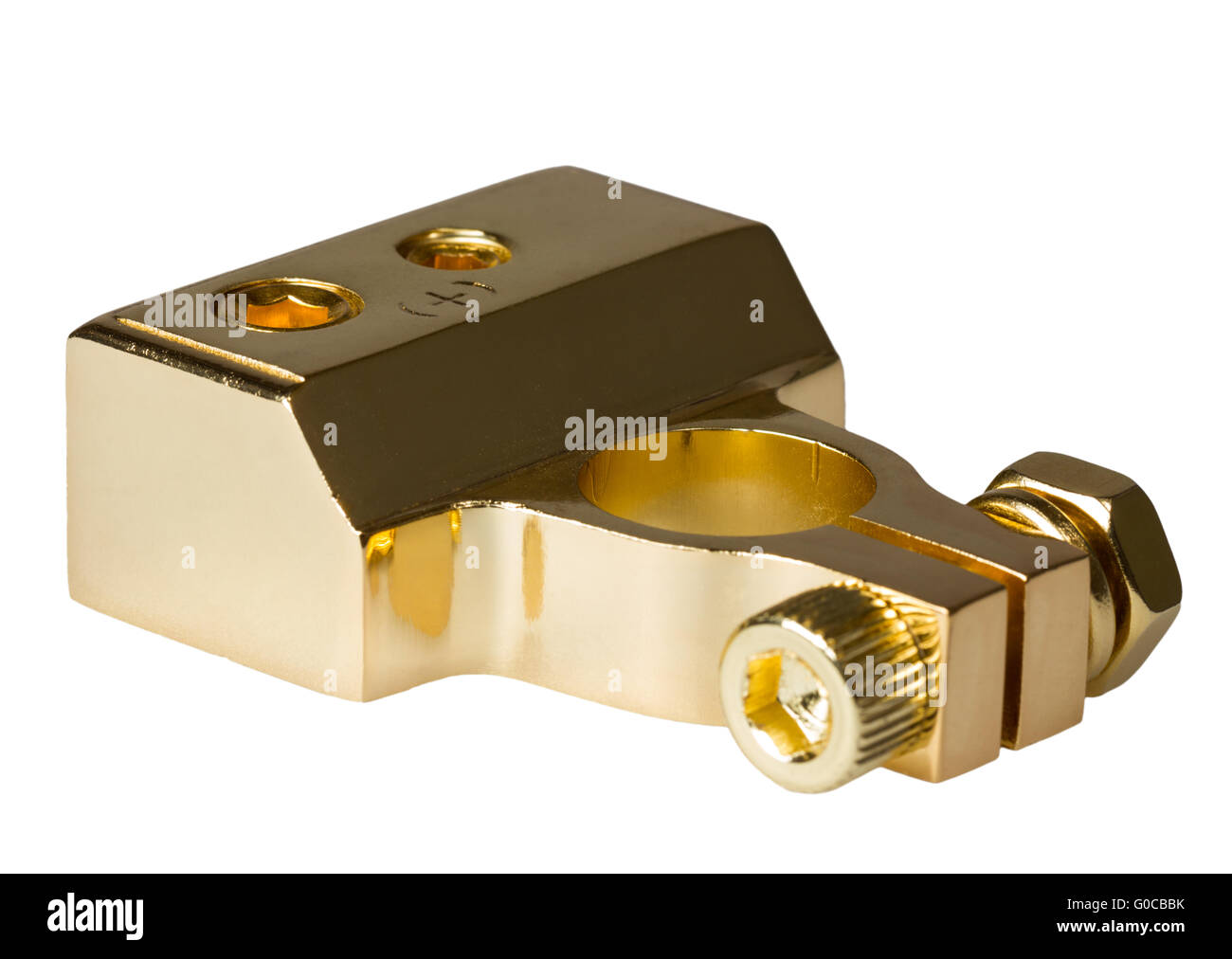 Positive contact terminal CAR battery isolated Stock Photo Alamy