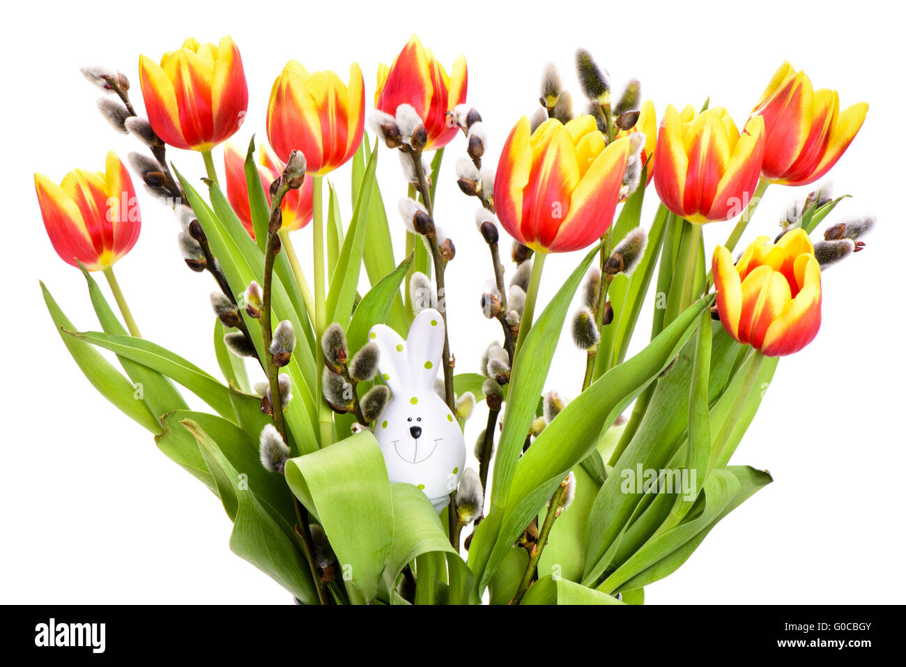 bunch of easter tulip flowers Stock Photo
