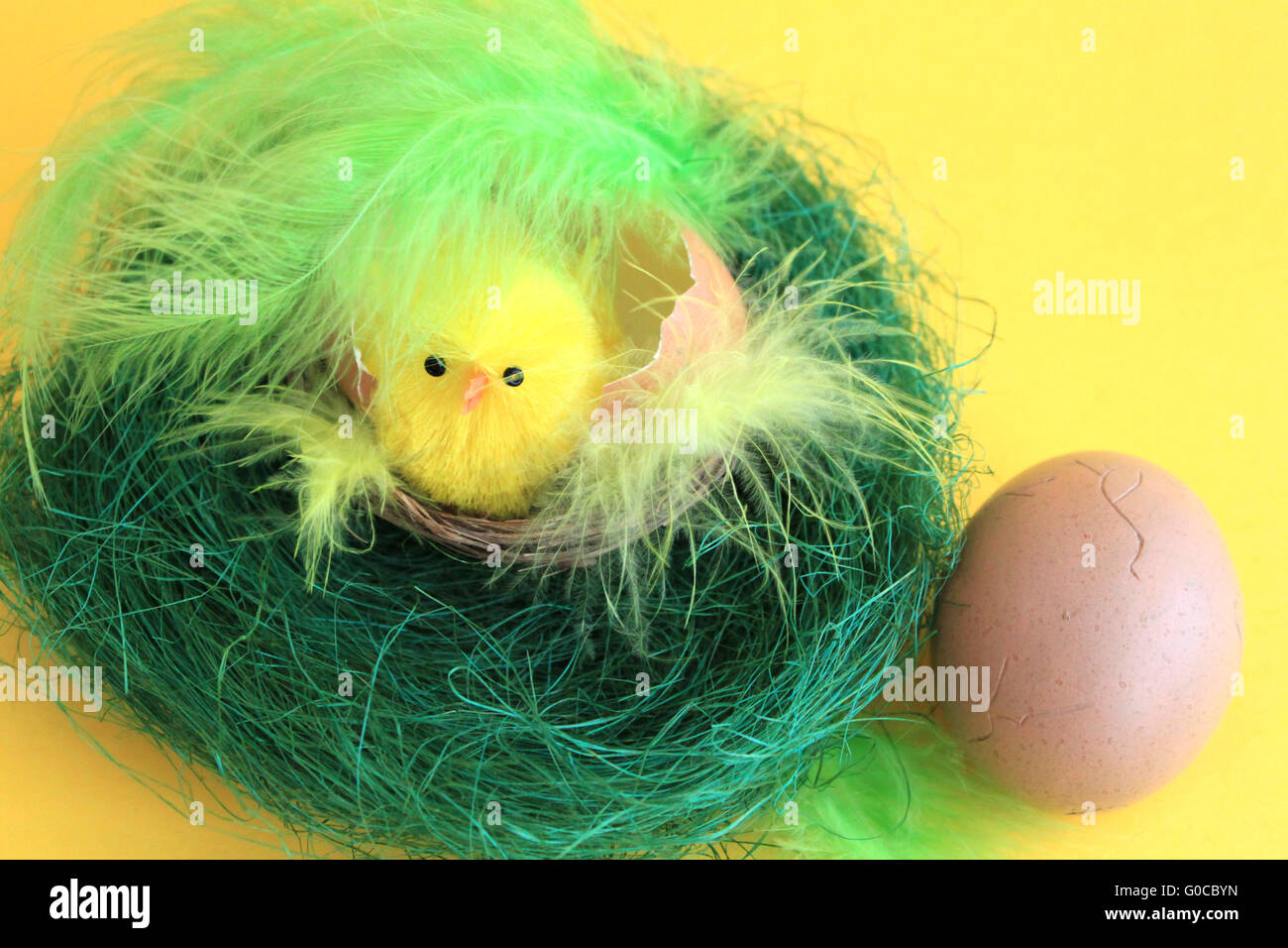 Easter chick and Easter egg Stock Photo