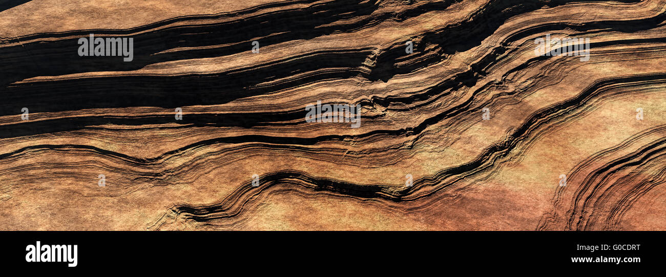 Jordanian desert, differently eroded rock layers Stock Photo