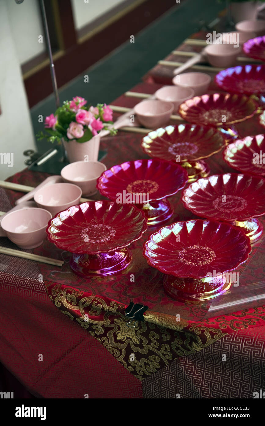 Prepared table for a chinese menu Stock Photo
