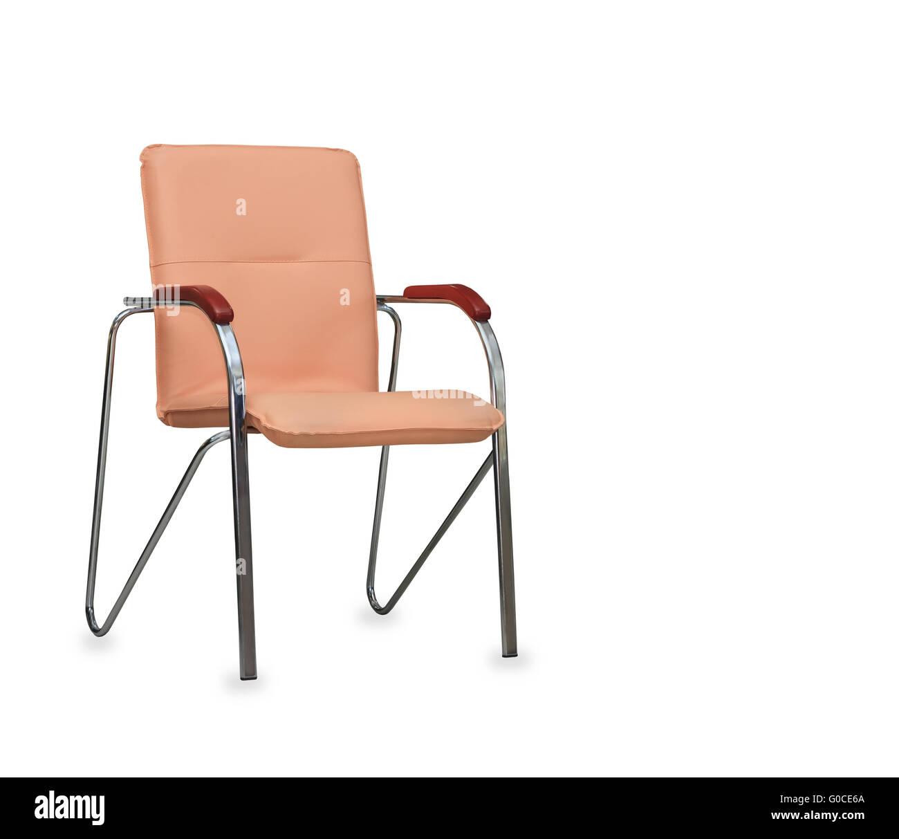 The office chair from beige leather. Isolated Stock Photo Alamy