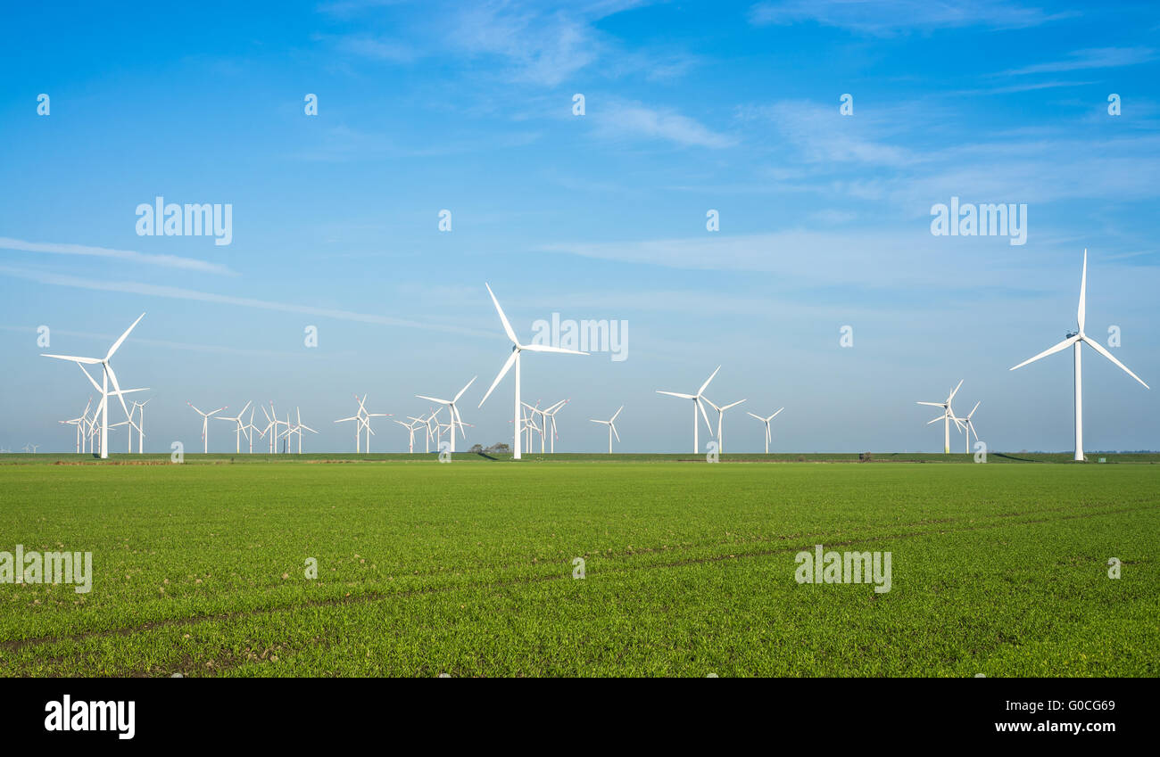 Wind power station in northern Germany Stock Photo