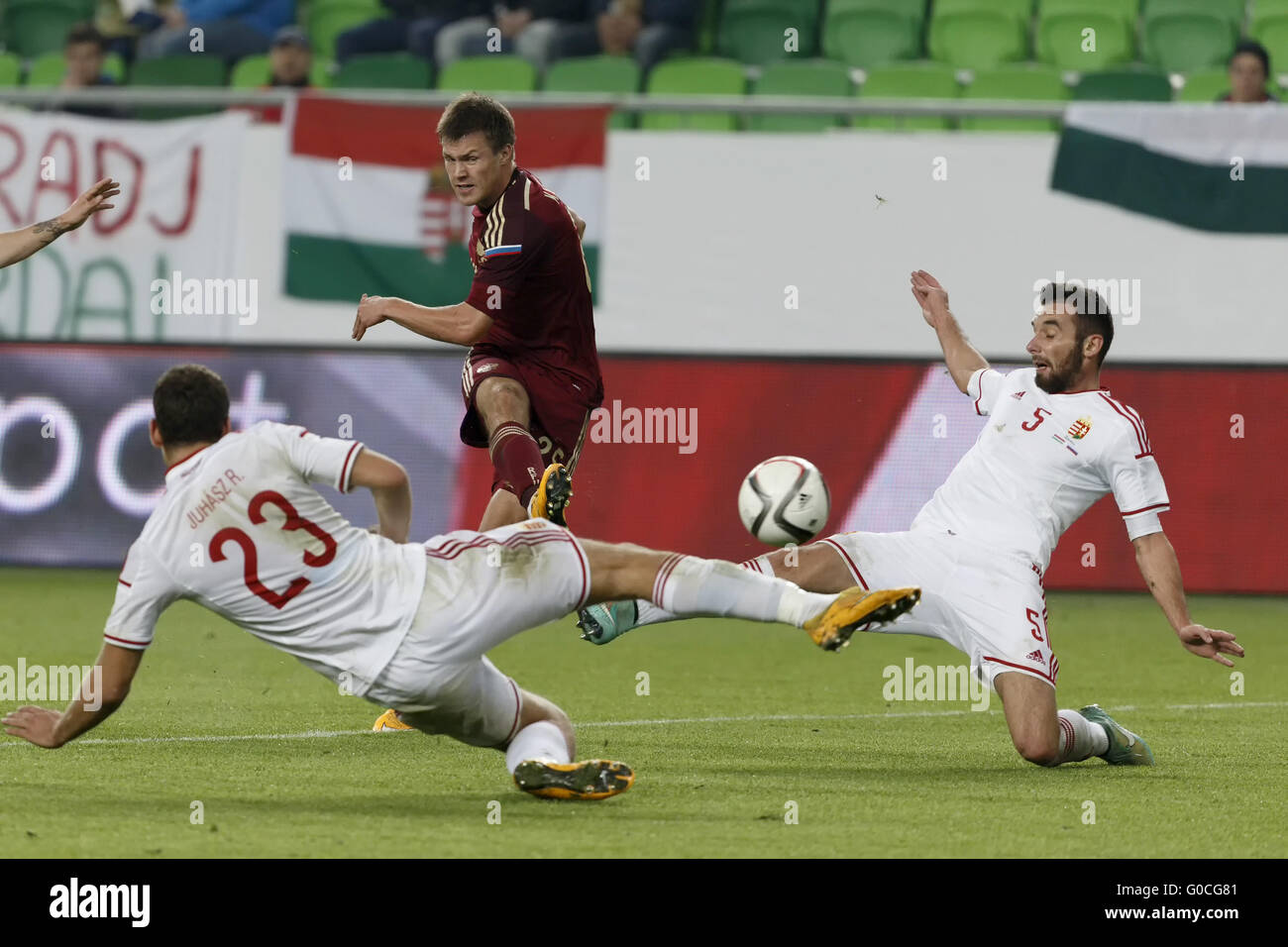 Hungary vs. Russia friendly football match Stock Photo