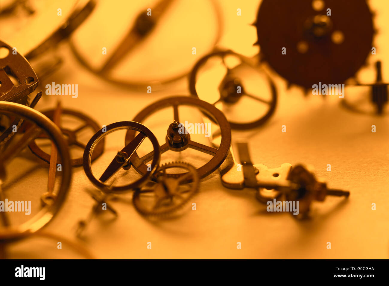 Detail of clock parts for restoration Stock Photo Alamy