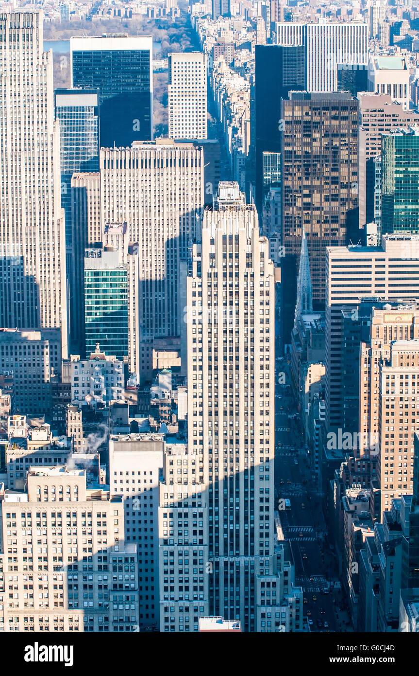 New York City Manhattan midtown aerial panorama view with skyscrapers ...